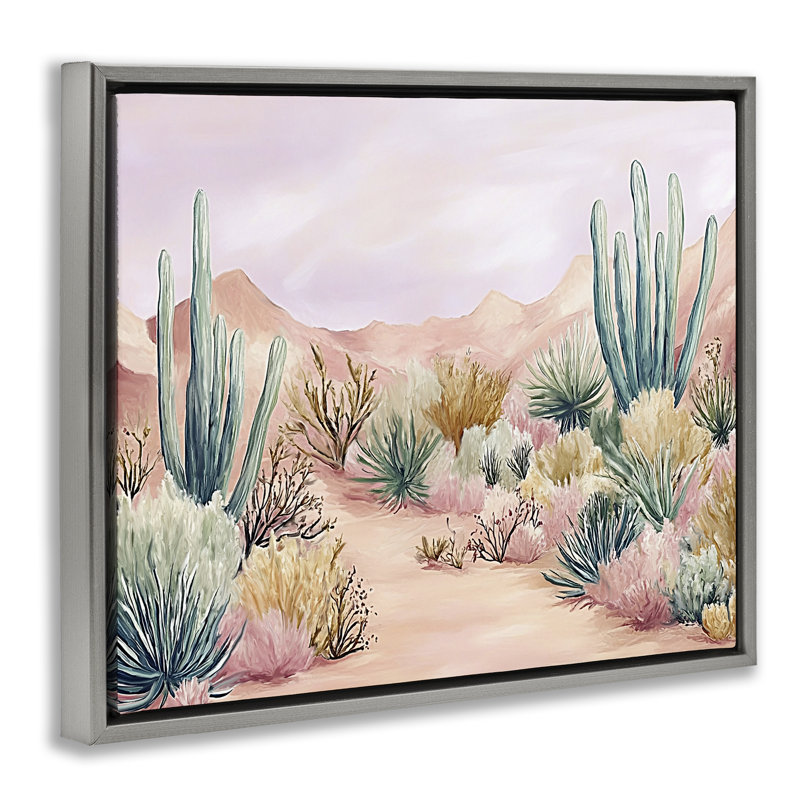 Cadre flottant de désert Desert Wonderland, design par Ramona Murdock, H 17 po x l 21 po, Cadre flottant gris lustré