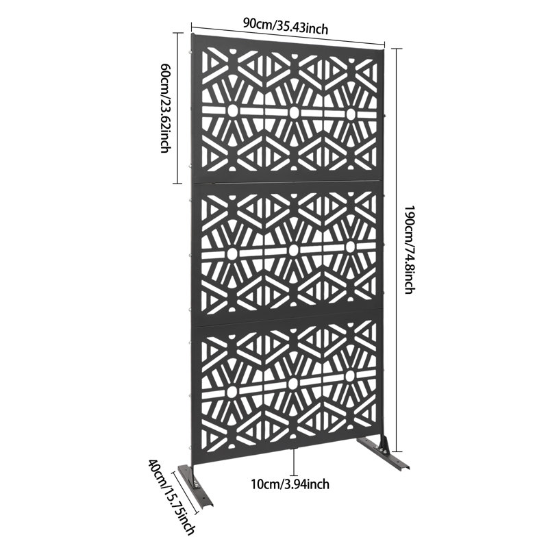 Decorative Panels Privacy Screen, Black