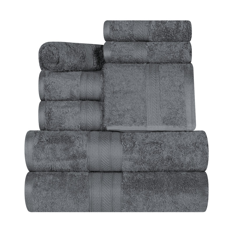 Ensemble de 8 serviettes en coton peigné à séchage rapide Glenlee, Gris