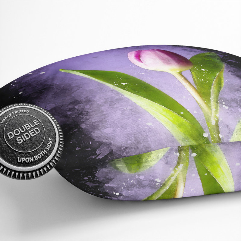 Tulip Flower Paint Splash Scatter Cushion, 55cm H x 55cm W x 20cm D