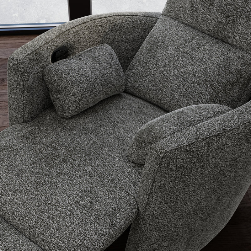 Fauteuil inclinable pivotant Global Home avec repose-pieds manuel et coussins latéraux moelleux en graphite Milan