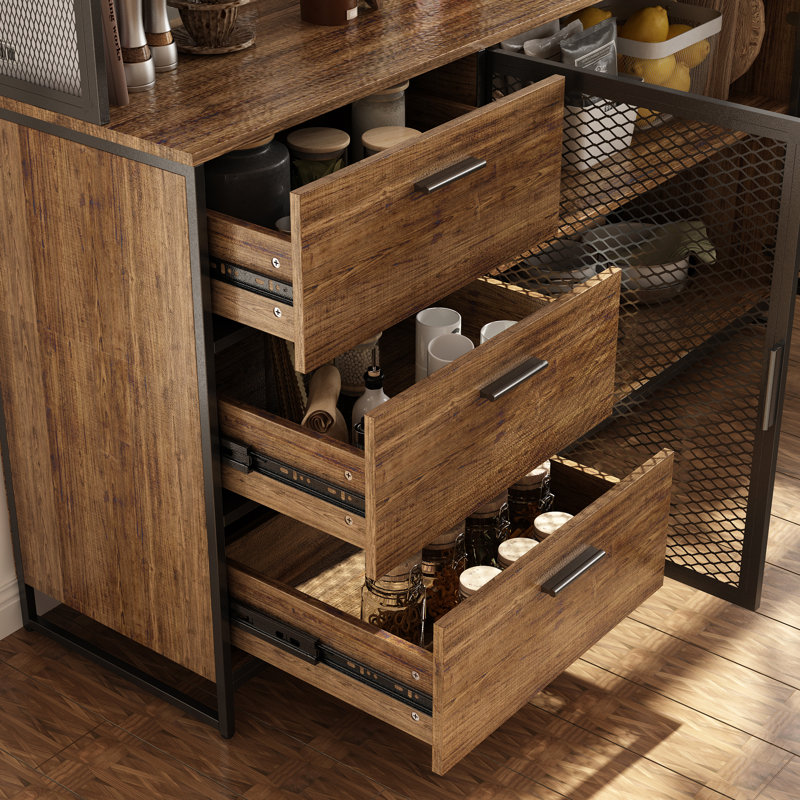 Zelpha 68.5'' Kitchen Pantry, Brown/Black