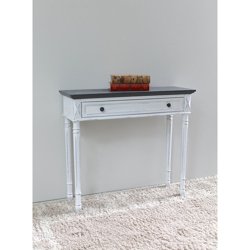 Console Madison, H 31 po x l 40 po x p 20 po, Blanc antique / noir