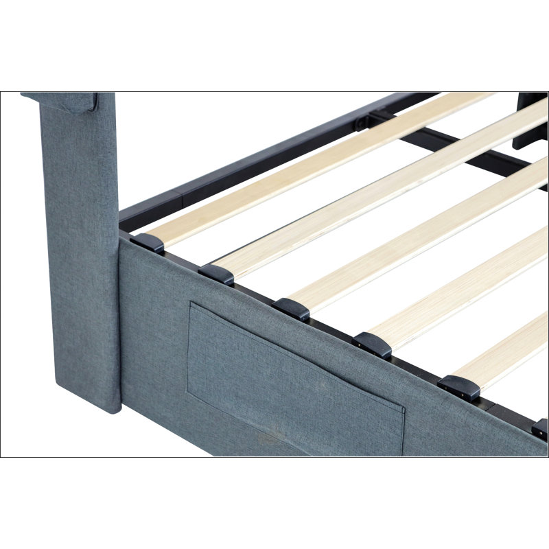 Structure de lit grand avec rangement, Grand lit, Gris foncé