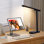 Lampe de bureau noire sans fil à DEL, commande tactile à intensité variable rechargeable avec support pour téléphone