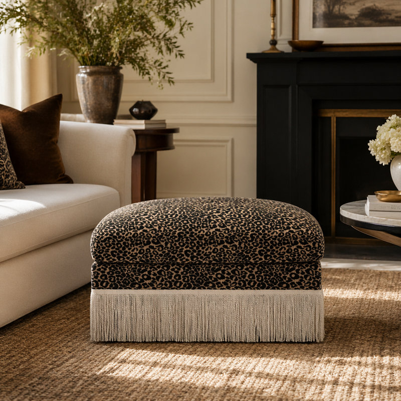 Méridienne à repose-pieds Leopard Chenille, Brown