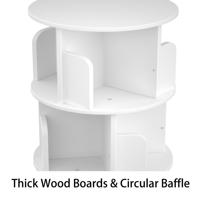 Hildelind 51.2-63.6"H 360° Rotating Bookcase, Storage and Display Bookshelf for Home Office and Living Room, White