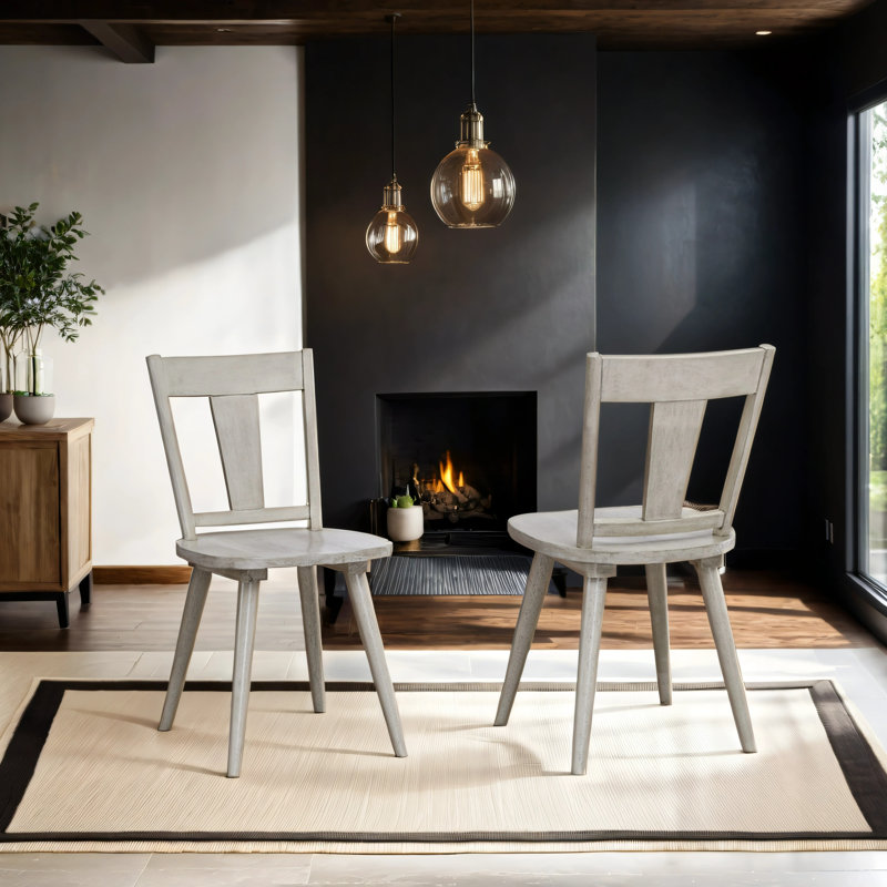 Kaliski Mid-Century Modern Farmhouse Toner Kitchen Nook Dining Chairs, Antique White