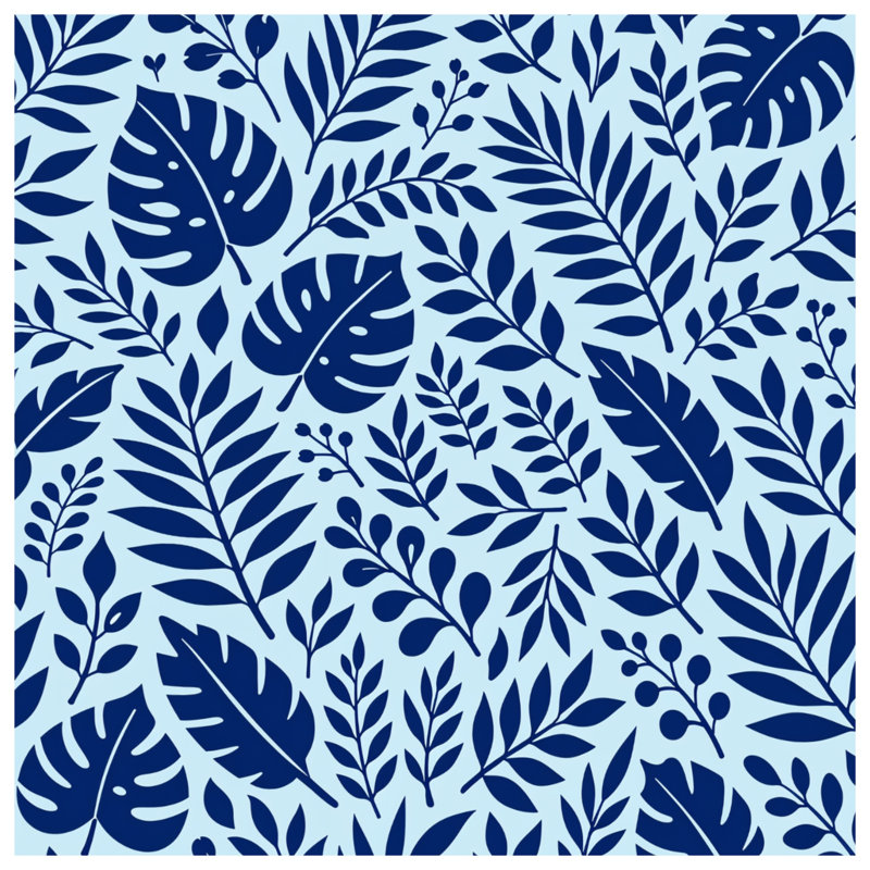 Tapis de bain Blue Botanical Leaves, 24in W x 17in L