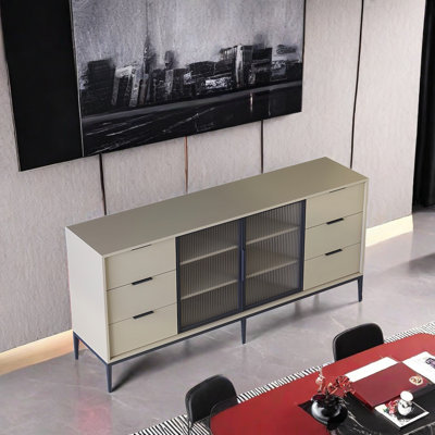 Buffet moderne avec 2 portes et 6 tiroirs