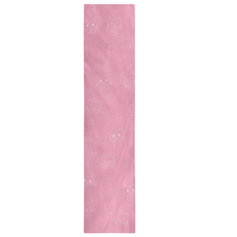 Festive Hol Valentine's Day Cats Table Runner, 90" L x 16" W, Pink, Cotton blend
