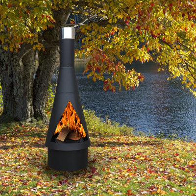 Ajrie Tapered Steel Wood Burning Smokeless Chimnea