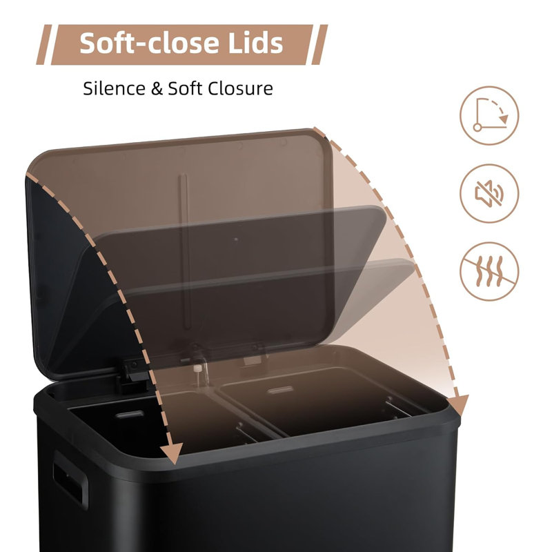 Poubelle 8Gal / 30L à double compartiment 15L avec 2 seaux intérieurs