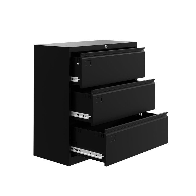 Locking 3 Drawer File Cabinet with Wheels, Metal Lateral Filing Cabinet for Home Office, Fits Letter Legal A4 Files, Rolling Storage Unit