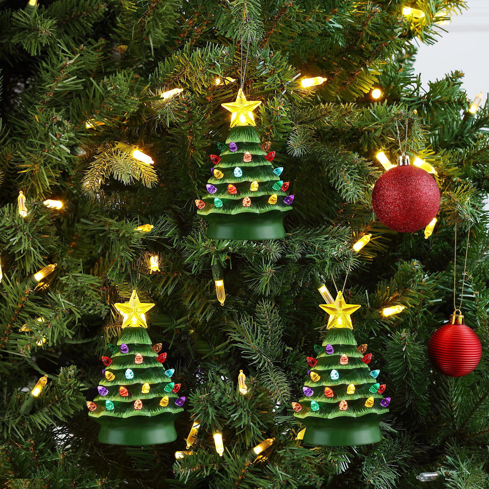 Nostalgic Ceramic Tree Ornaments, Green