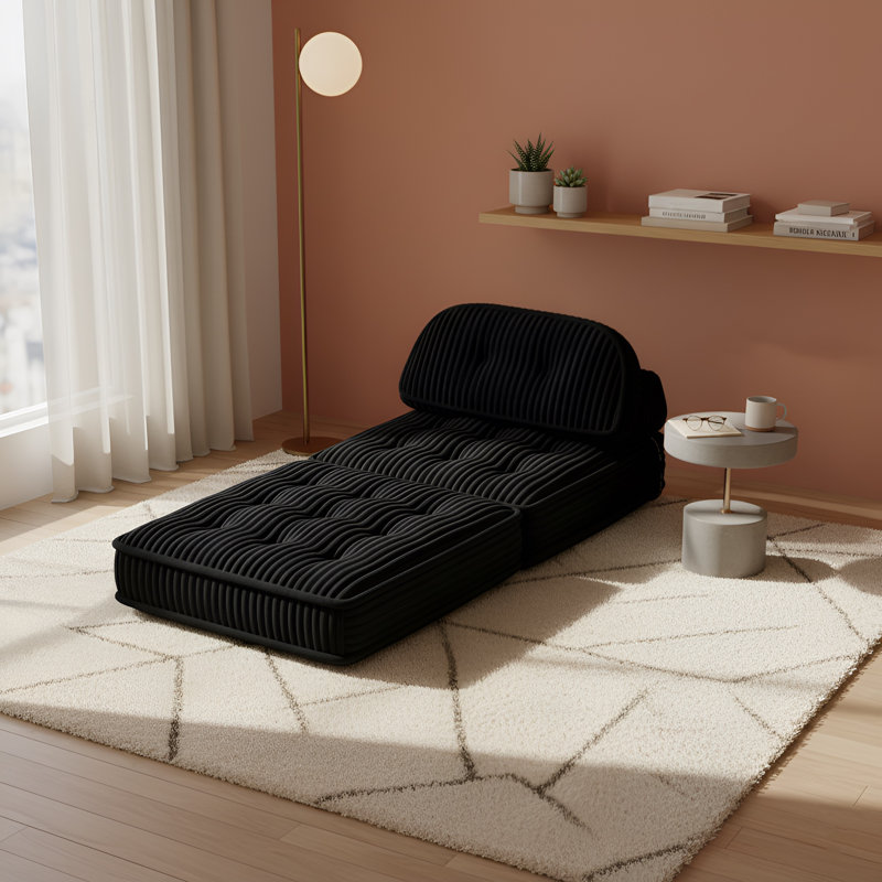 Canapé-lit pliant convertible simple 38 po Lozena, Noir