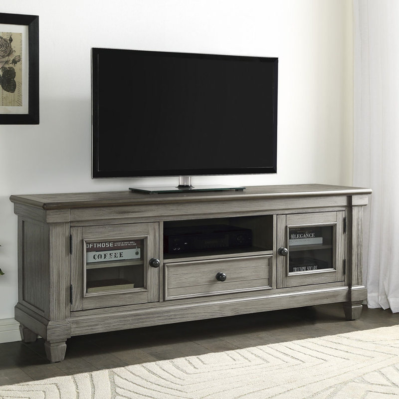 Meuble télé 1 pièce avec tiroirs et meubles de salon en bois, console de télévision, Gris antique