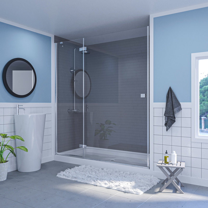 Base de douche à seuil simple l 72 po x P 36 po, Nickel satiné