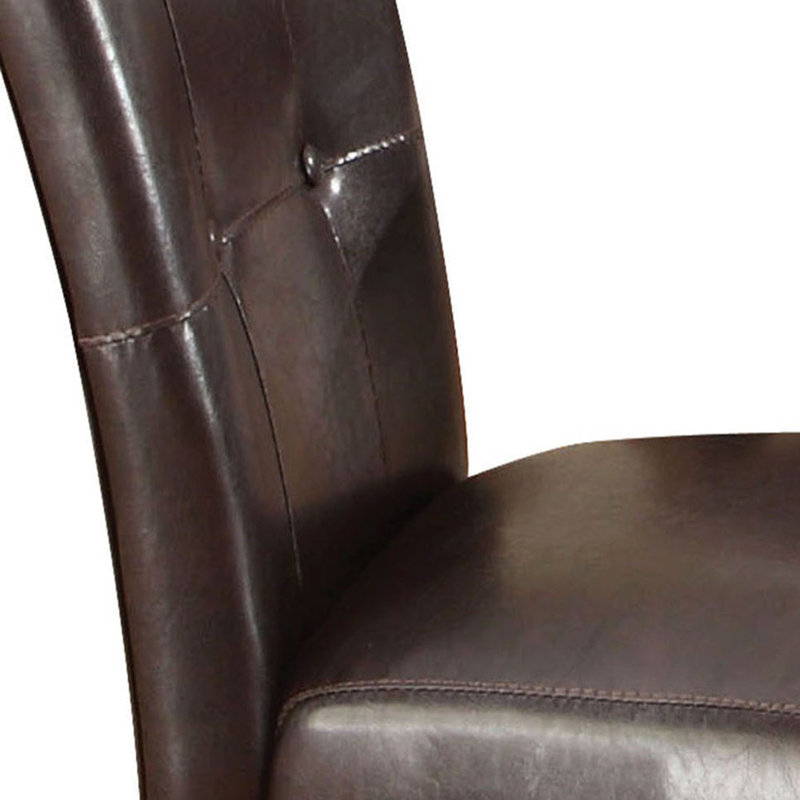 Élégantes chaises d'appoint à dossier capitonné (ensemble de 2) avec similicuir espresso et finition noyer, parfaites pour les coins repas élégants