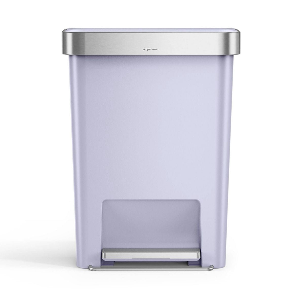 Simplehuman 45 Liter / 12 Gallon Rectangular Kitchen Step Trash Can with Soft-Close Lid, Plastic, Lilac