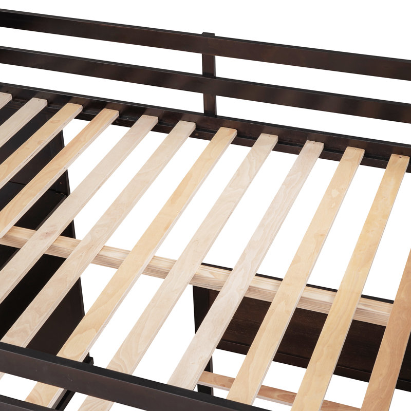 Lit mezzanine Kaylianne avec étagères, bureau et garde-robe