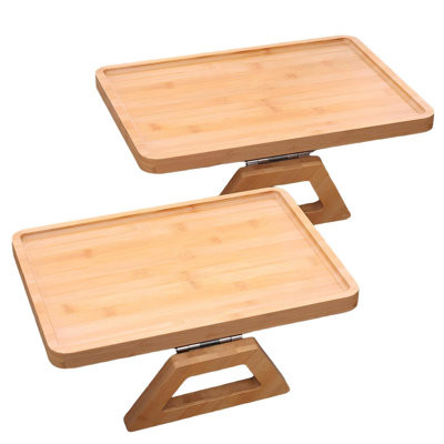 2 Pack Bamboo Couch Arm Tray,Folding Sofa Armrest Table