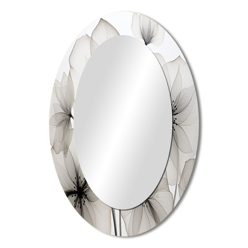 Miroir mural ovale en métal noir et blanc Morning Glory Speed, 36 po x 24 po