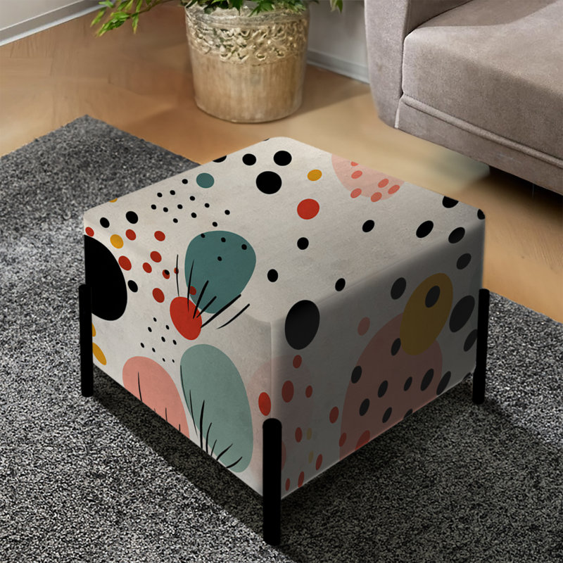 Moroccan Influence Polka Dots Pattern - Polka Dots Square Ottoman