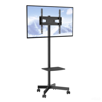 Meuble télé mobile, chariot télé mobile pour téléviseurs de 23 à 60 pouces, meuble télé portatif à hauteur ajustable avec roulettes, avec plateau pour appareils audiovisuels, meuble télé roulant avec support pour chambre à coucher, salon