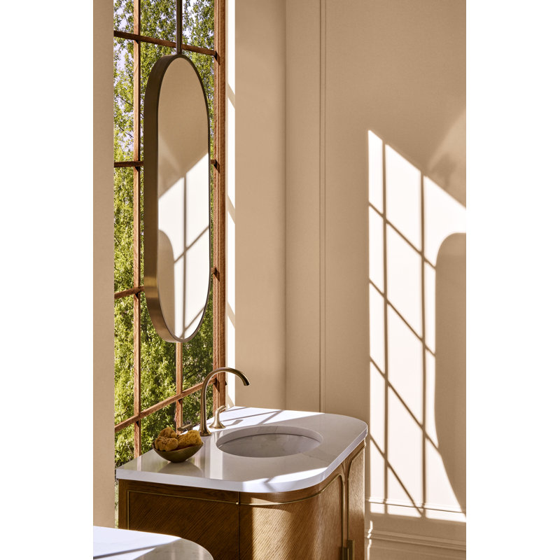 Hanging Pill Framed Mirror, Brass