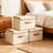 3Pcs Storage Box with Lid Decorative Foldable Lidded Organizer Bin with PU Leather Handle 3-Pack Fabric Storage Cubes Container for Closet Bedroom Kitchen Office Organization-363666839