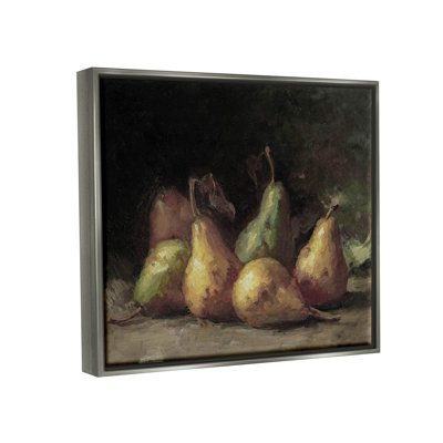 «Classic Pears Still Life», art mural encadré flottant gris avec lettres et doublures