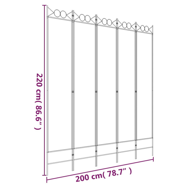Casida Folding Room Divider, 5, Brown, 160 x 220 cm