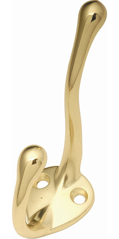 Zinc Wall Wall Hook, Polished Brass