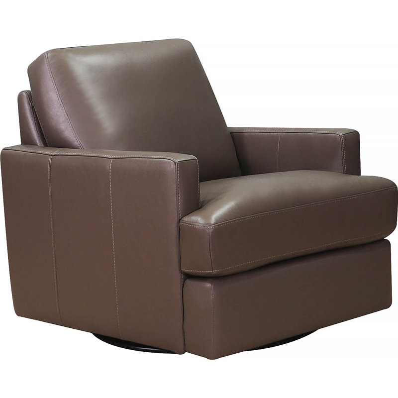 Chaise pivotante en cuir Waldwick, Cuir véritable brun Georgia Granite Pirouette