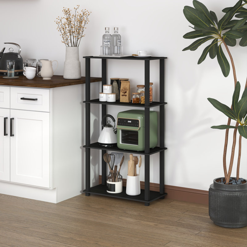 4-Tier 43.3" Corner Shelf, Open Shelves for Display and Storage, Black