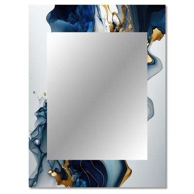 Abstract Geode Marble Blue I - Marble Decorative Wall Mirror, Modern Mirror, Printed Metal Art