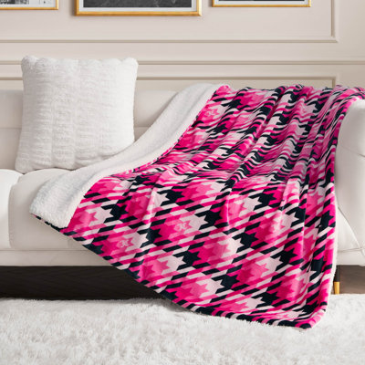 Juicy Couture Plush Reversible Sherpa Throw Blankets