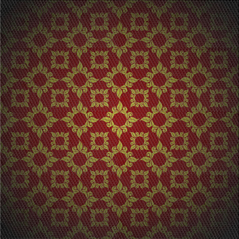 Tapis rouge/noir/jaune tissé à la machine, Carré 6 pi