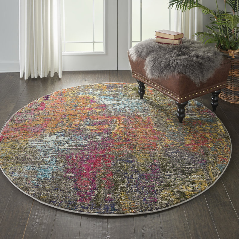Abstract Indoor Rug, Round 4'