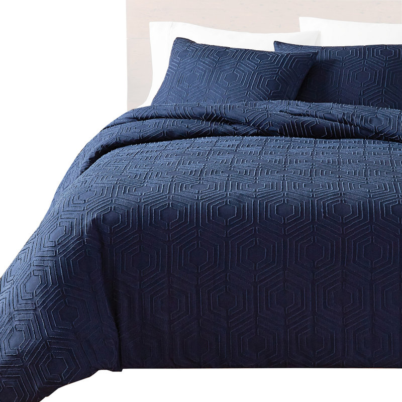 Navy Blue Microfiber 3 Piece Comforter, Queen Comforter + 2 Standard Shams