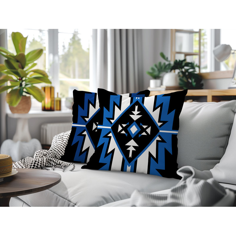 Oreiller réversible intérieur / extérieur Loma, Blue, 18 x 18