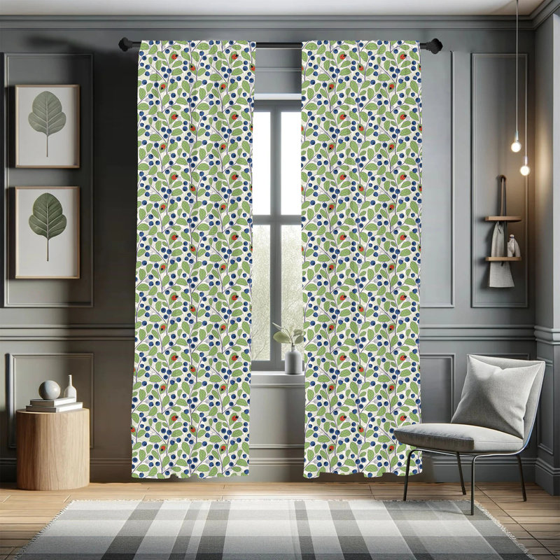 Panneau coulissant floral semi-diaphane avec passe-tringle, 28 po x 95 po