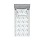 Blanc / motif floral bleu cadet pâle