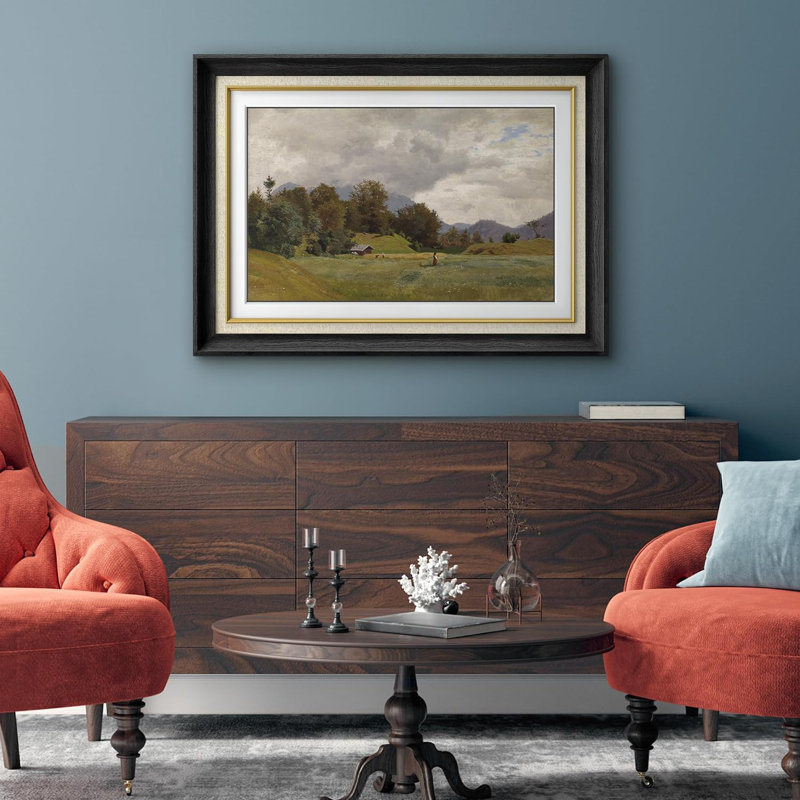Rustic Countryside Retro Countryside Village Forest Field - impression d'un seul cadre, Cadre noir, Pas de tapis