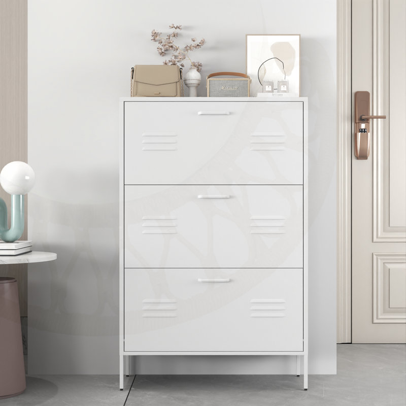 Élégant étagère à chaussures avec tiroirs, brun rustique, solution de rangement compacte et durable