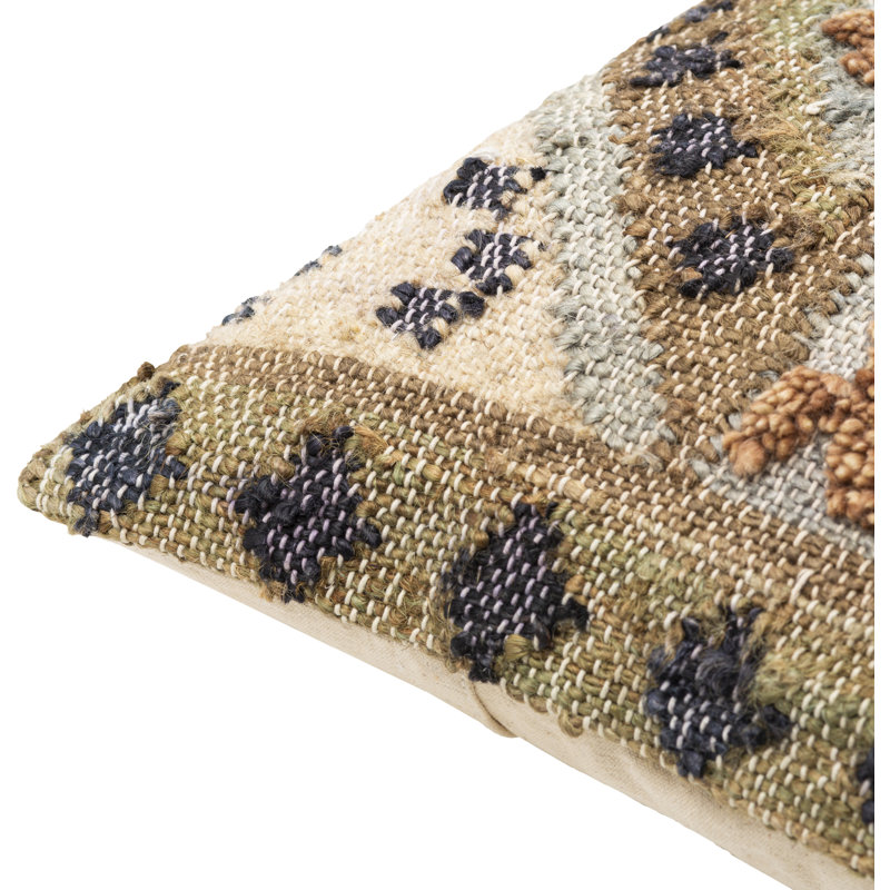 Geometric Jute / Sisal Reversible Throw Pillow, 22" x 22"