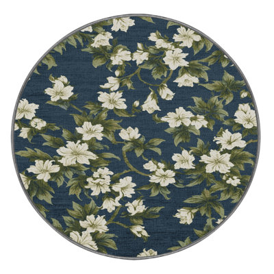 Machine Washable Botanical Green Area Rug
