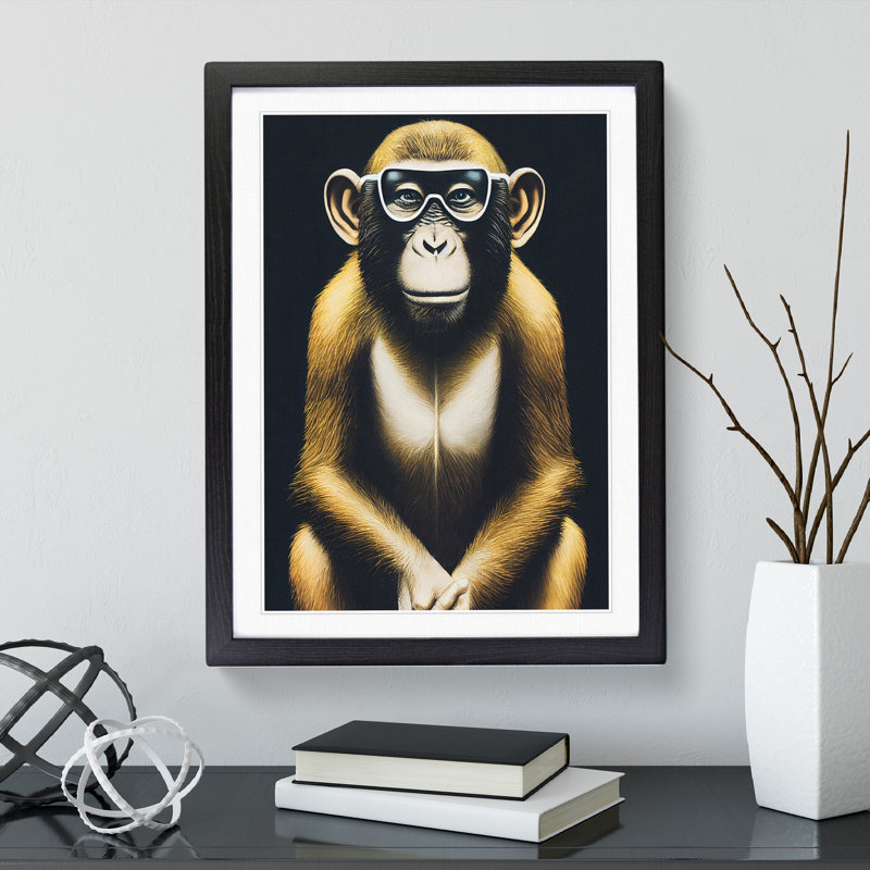 Clever Monkey - Single Picture Frame Print, Black, 34cm H x 25cm W x 2cm D