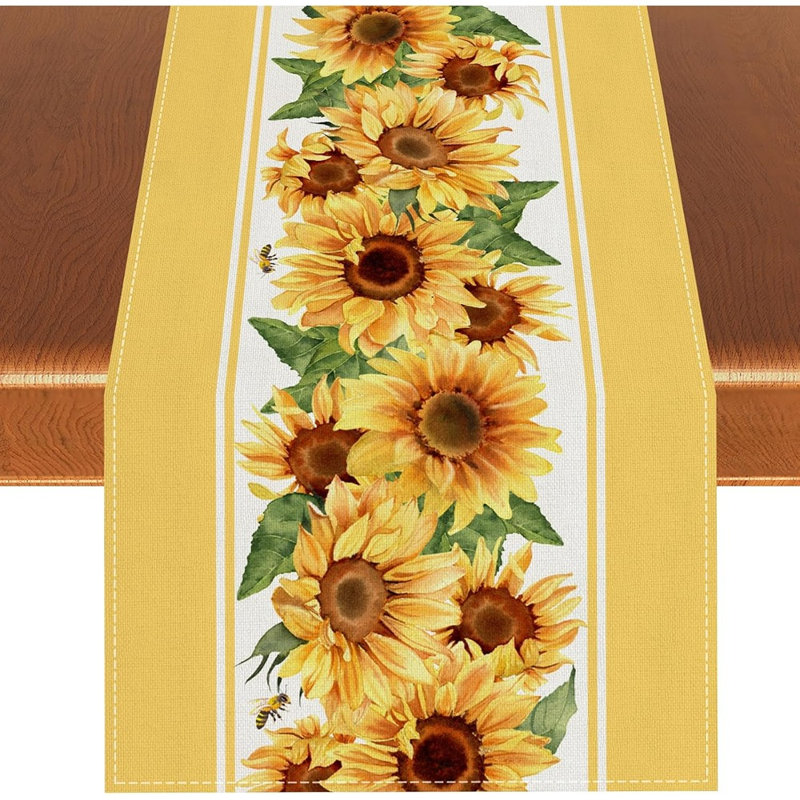 Chemin de table Watercolor Sunflower, Jaune, L 13,2 po x l 9,2 po